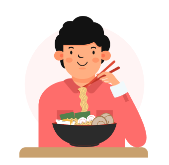Enjoying ramen